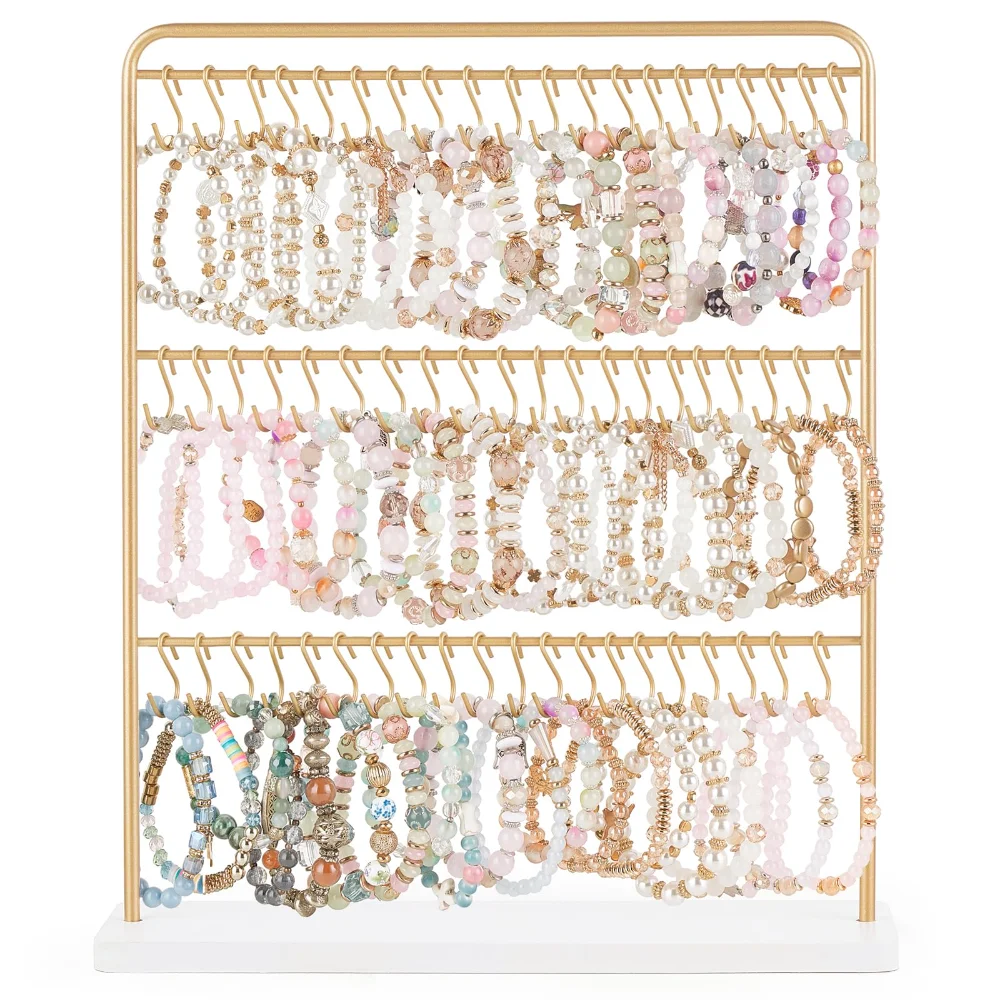 Bracelet Holder Display, 60 hooks, Gold