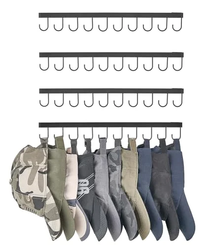 Hat Organizer, holds 40 caps, 4-pack, Black