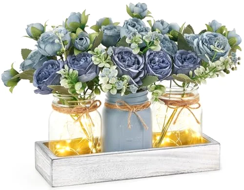 Mason Jar Lights Centerpieces, Grey