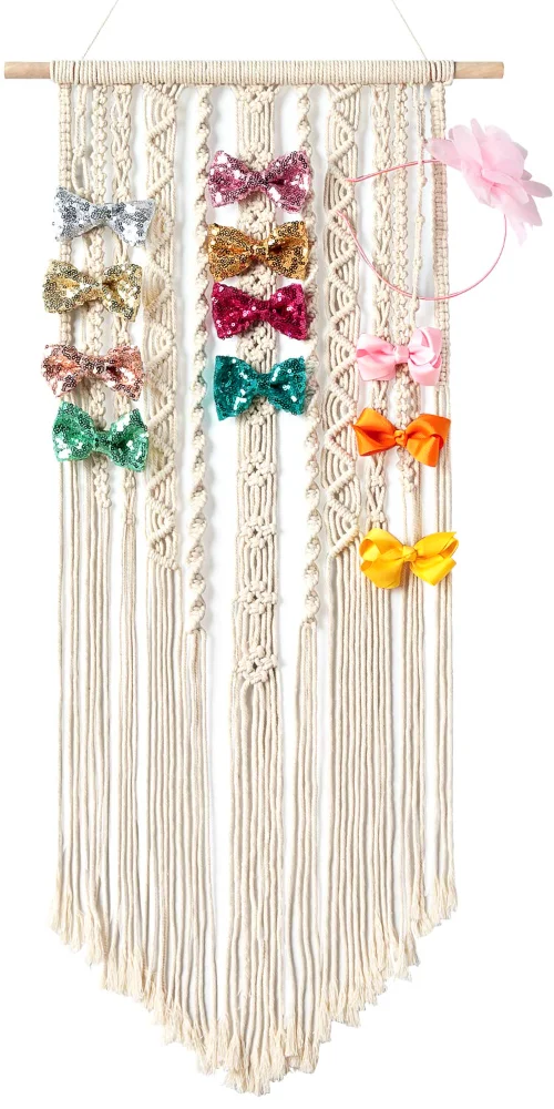 Macrame Bow Holder, Ivory
