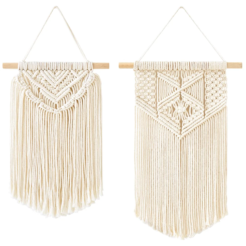 Macrame Wall Hanging, 13 in, 2-pack, Ivory