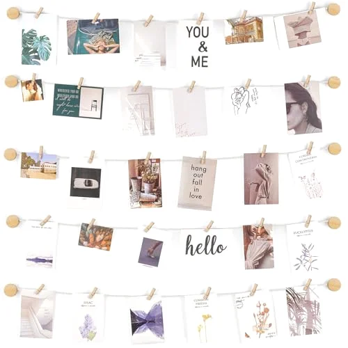 Hanging Photo Display Pictures, 30 clips, Ivory