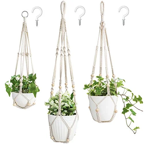 Macrame Plant Hanger, 3-pack, Ivory