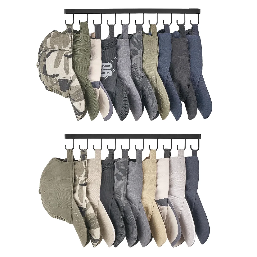 Hat Organizer, holds 20 caps, 2-pack, Black