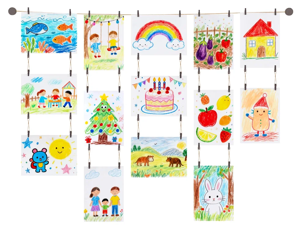 Art Display, 59 in, 34 clips, Brown