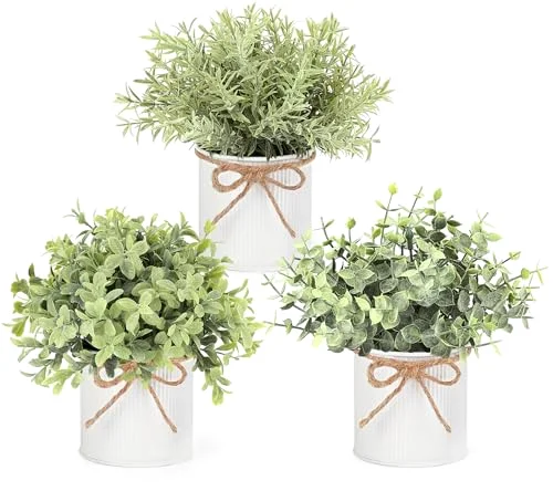 Small Fake Plants, 3-pack, White